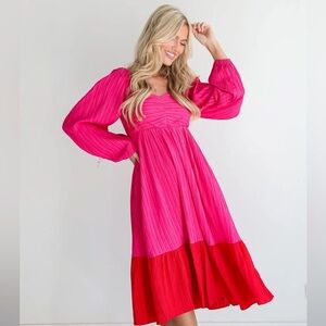 Puff Sleeve Color block Dress